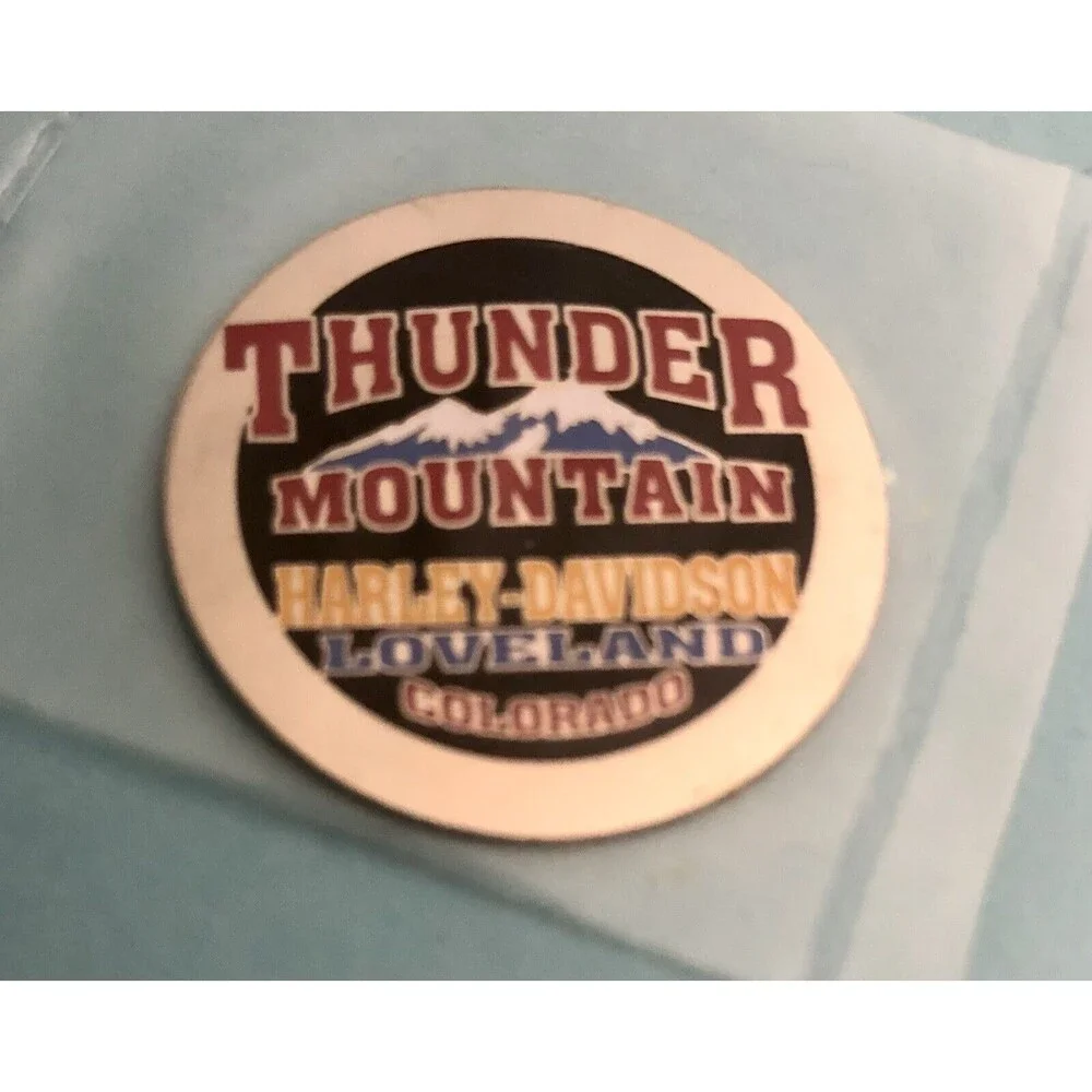 Thunder Mtn Harley Davidson Stick on metal badge & Grand Canyon HD Keychain